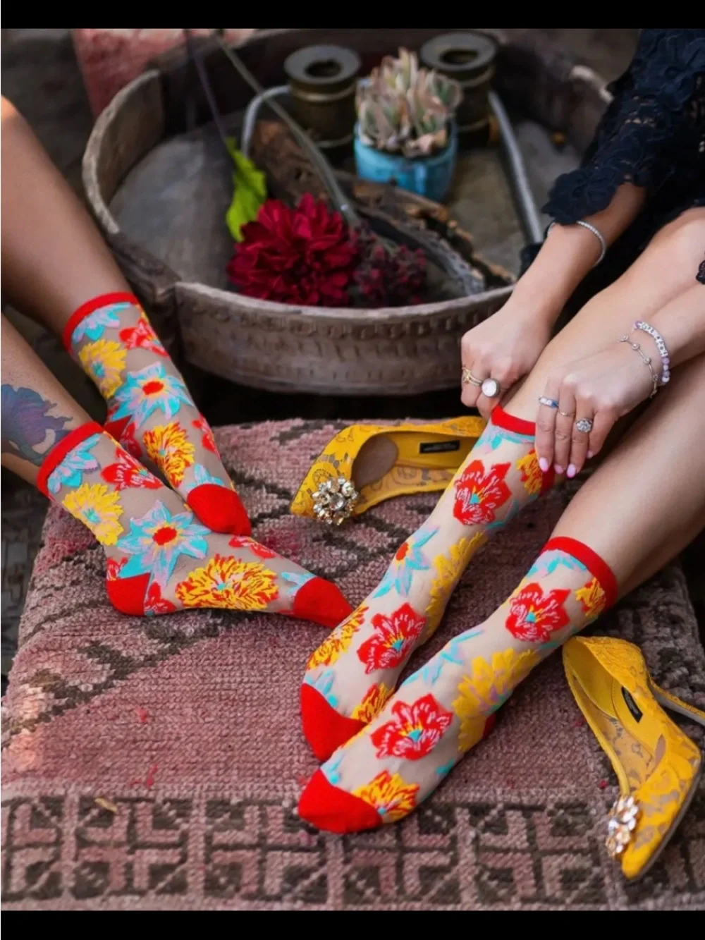 Sock Candy Flower Power Sheer Crew Sock. Price firm.